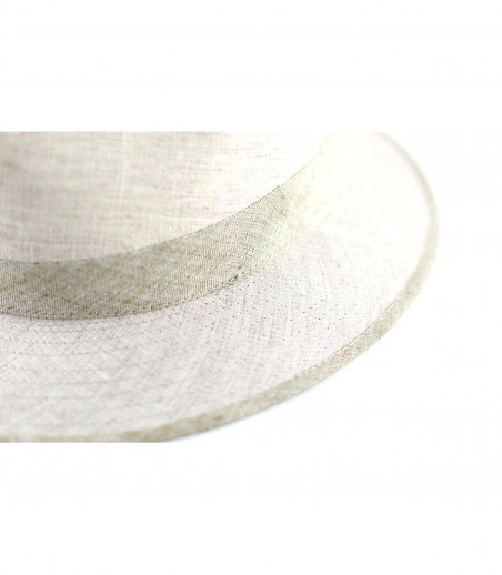 Stoffhut weiß Borte beige Stoffhut weiß Borte beige
